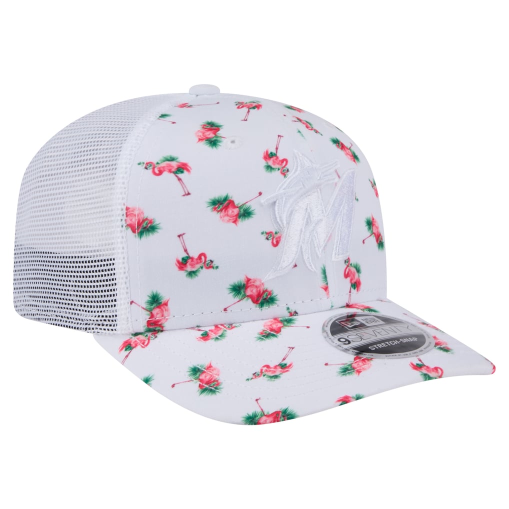  Miami Marlins New Era Flamingo Mesh Back 9SEVENTY Stretch-Snap Hat - White